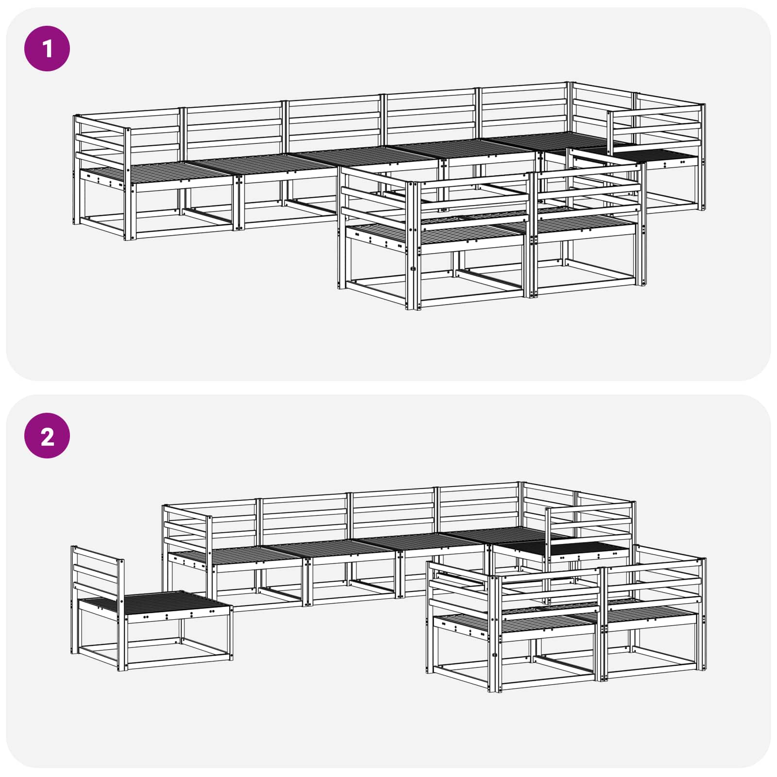 Outdoor-Sofagarnitur 8 Stk. Weiß Massives Akazienholz