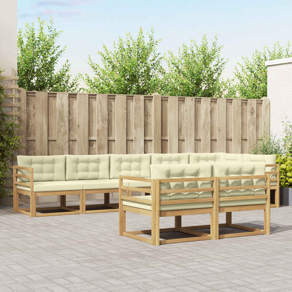 Outdoor-Sofagarnitur 6 Stk. Weiß und Creme Polyester