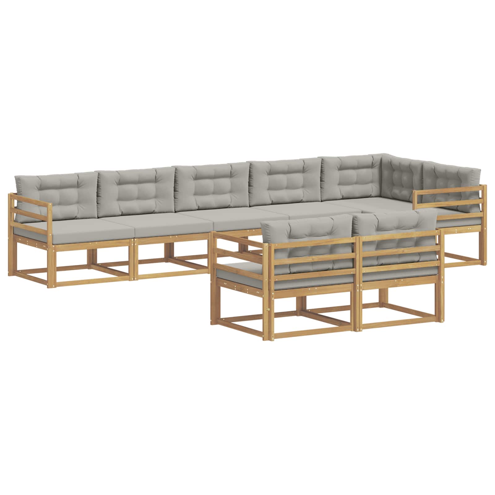 Outdoor-Sofagarnitur 6 Stk. Weiß und Hellgrau Polyester