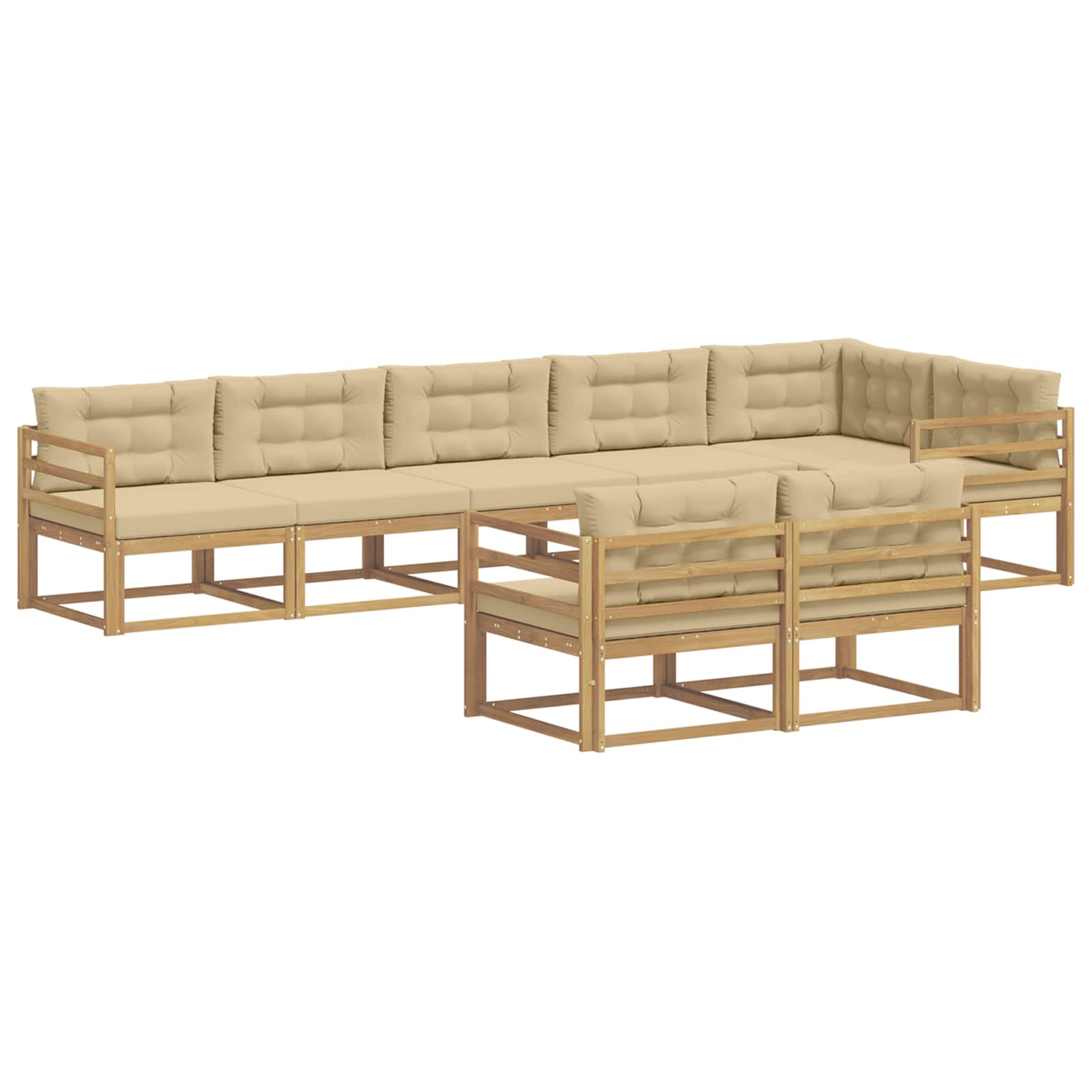 Outdoor-Sofagarnitur 6 Stk. Weiß und Beige Polyester