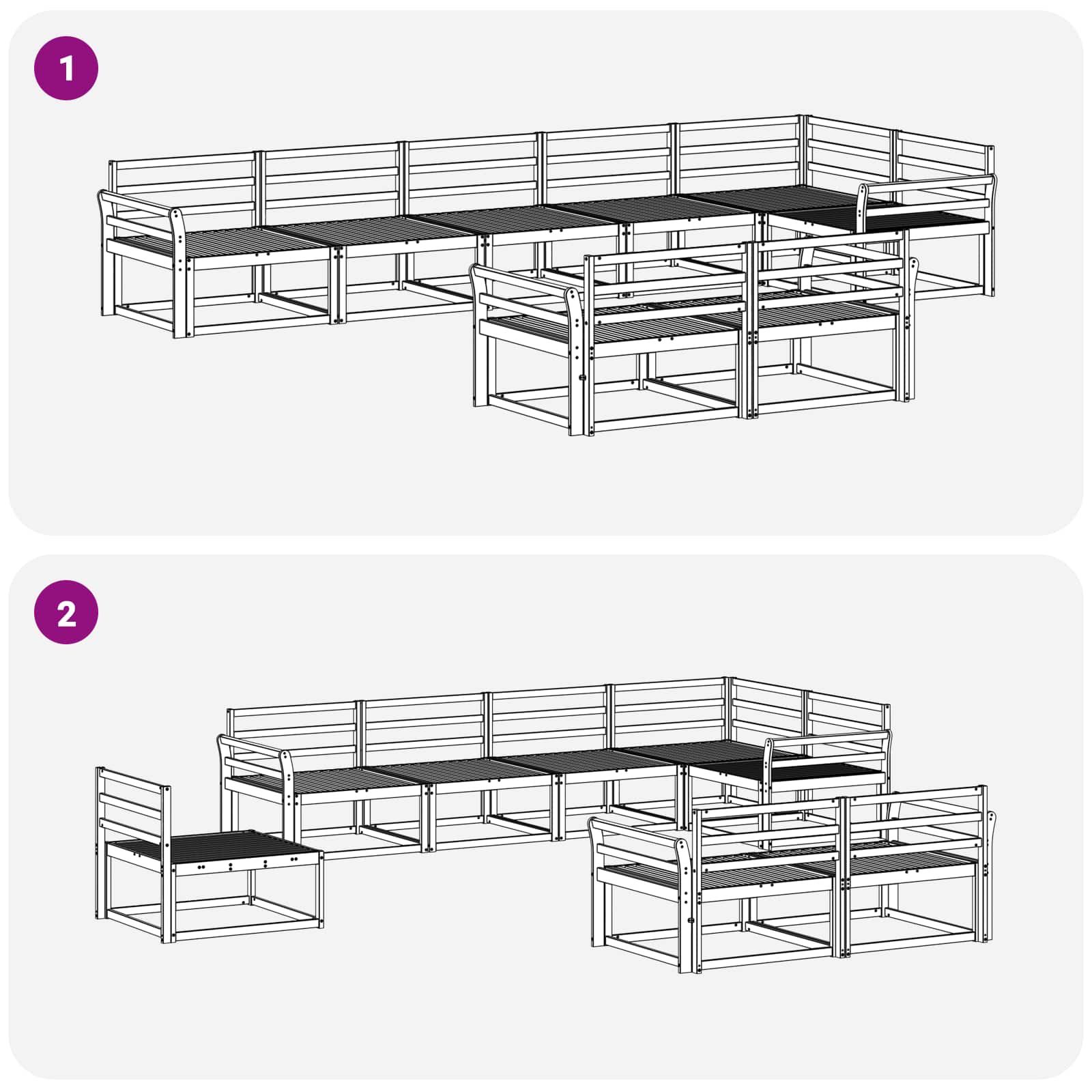 Outdoor-Sofagarnitur 8 Stk. Weiß Massives Akazienholz