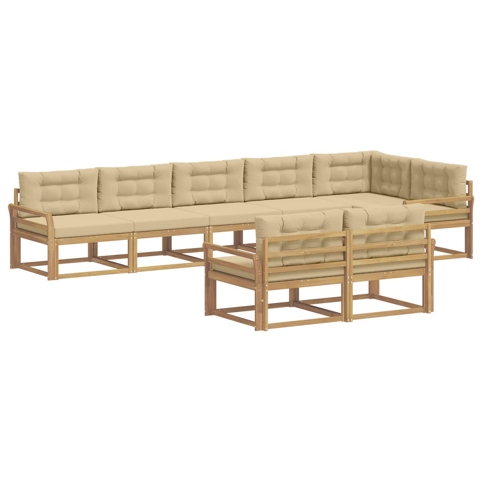 Outdoor-Sofagarnitur 6 Stk. Weiß und Beige Polyester