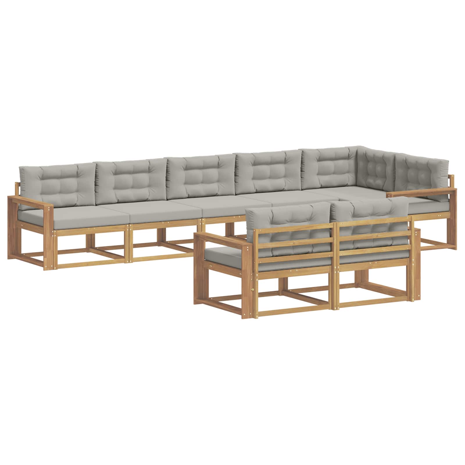 Outdoor-Sofagarnitur 6 Stk. Weiß und Hellgrau Polyester
