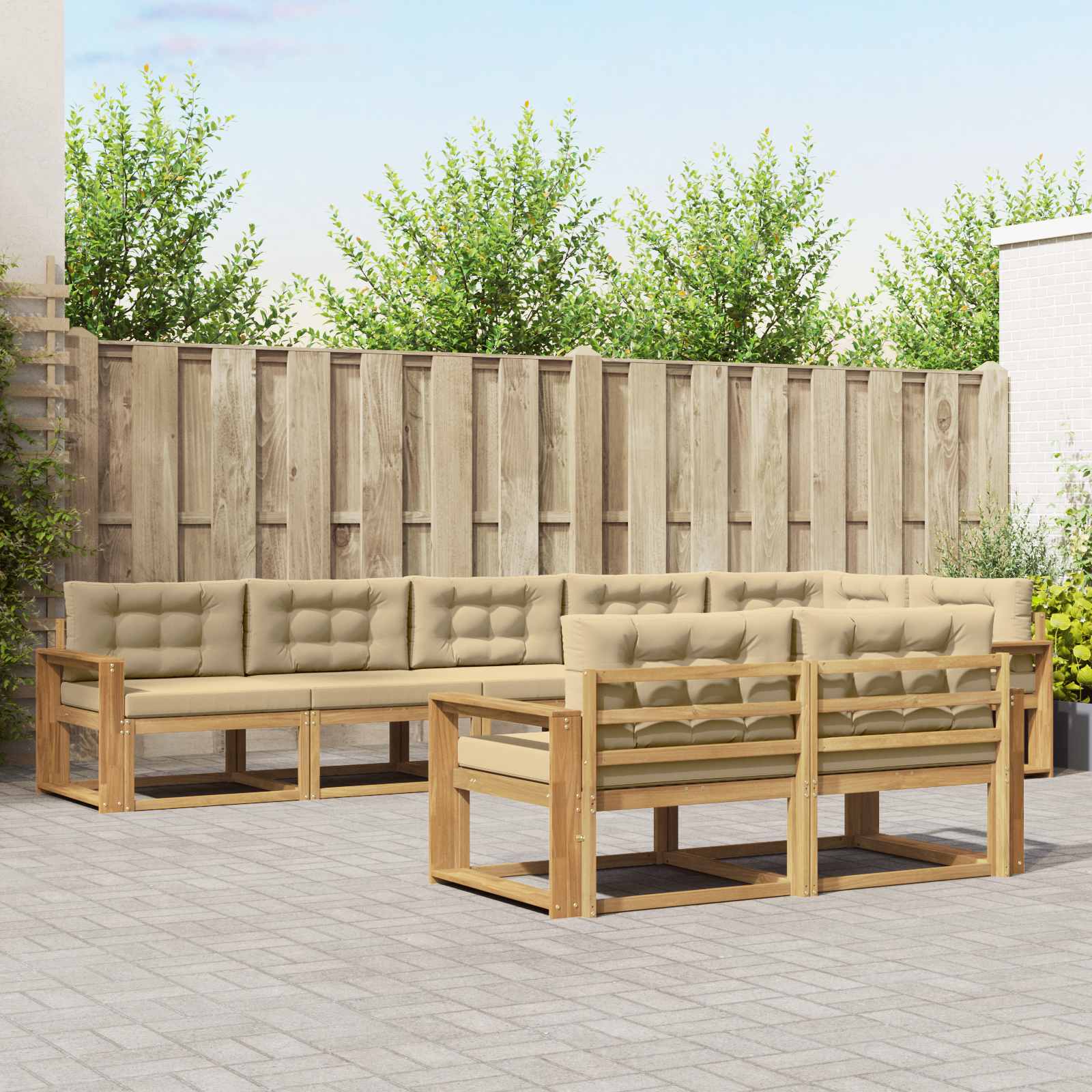 Outdoor-Sofagarnitur 6 Stk. Weiß und Beige Polyester