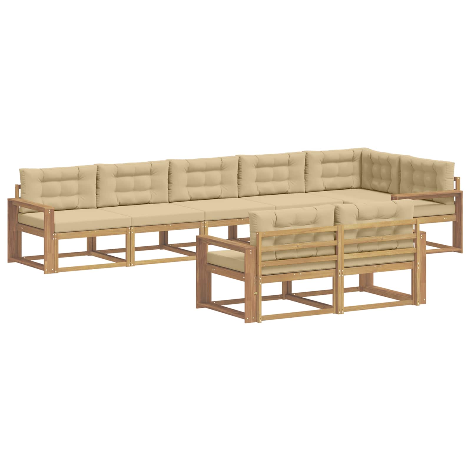 Outdoor-Sofagarnitur 6 Stk. Weiß und Beige Polyester