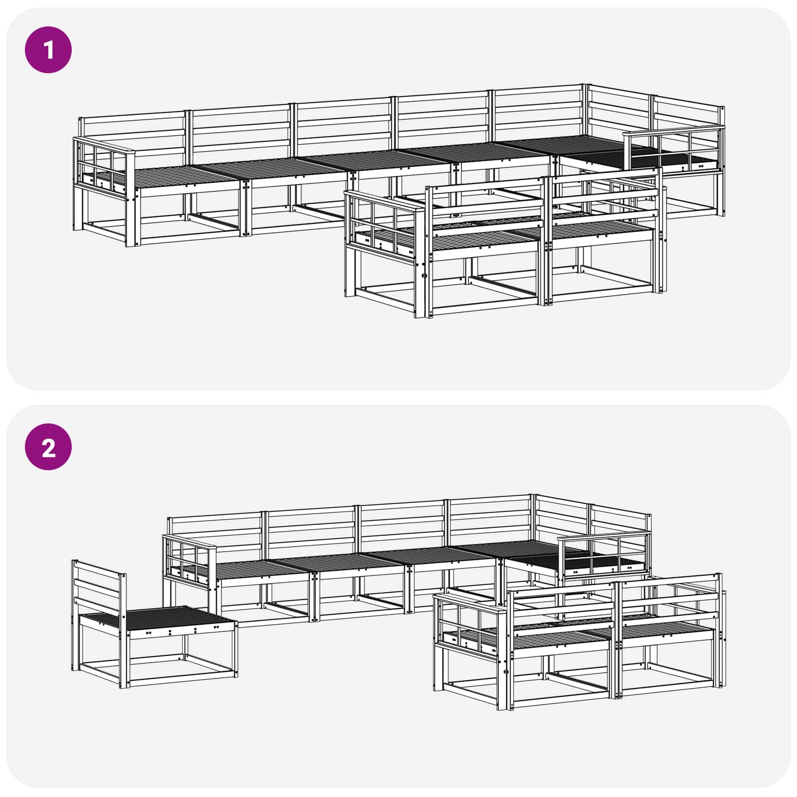 Outdoor-Sofagarnitur 8 Stk. Weiß Massives Akazienholz