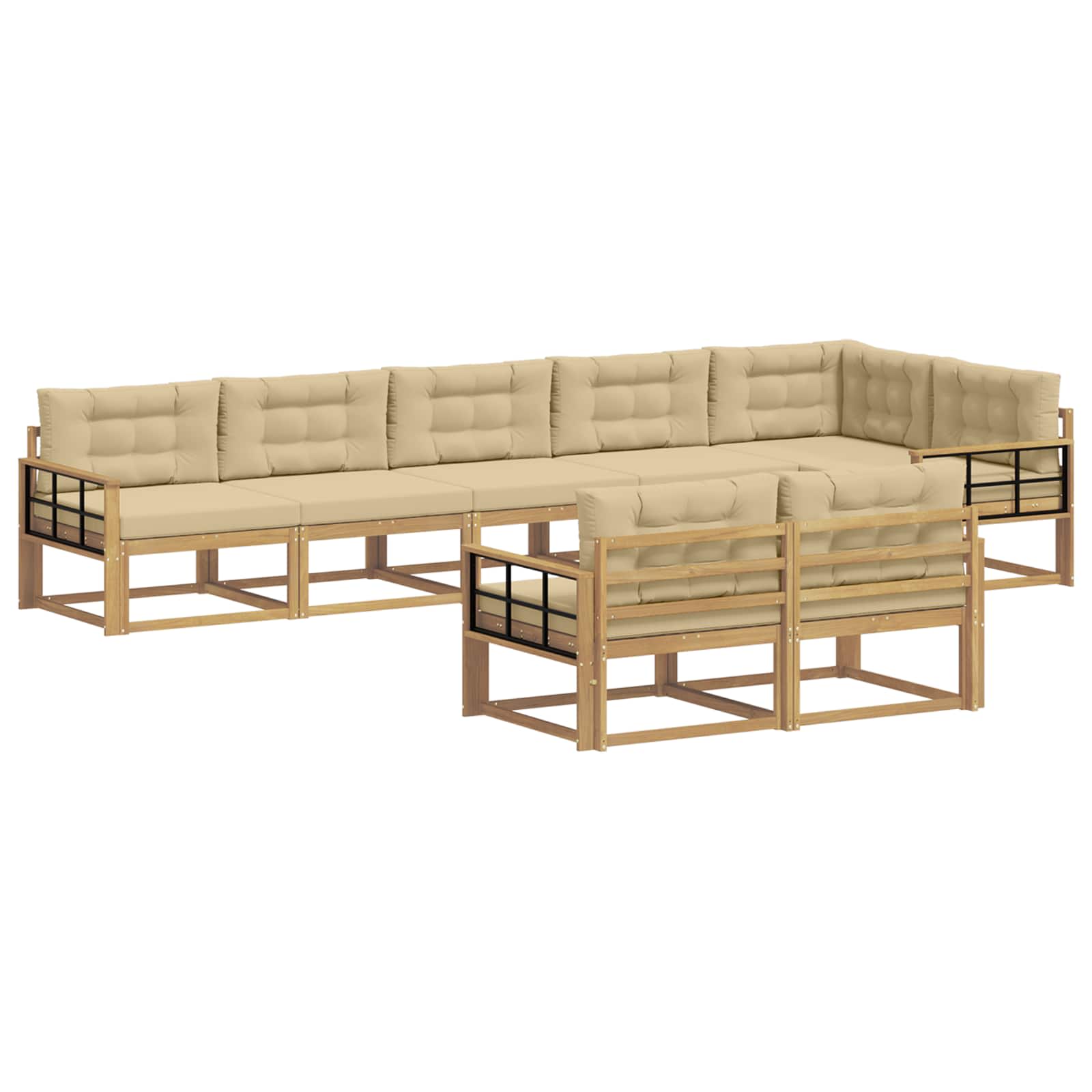 Outdoor-Sofagarnitur 6 Stk. Weiß und Beige Polyester