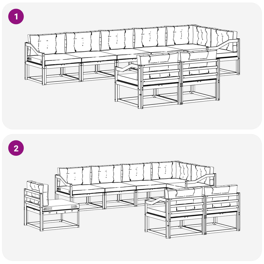 Outdoor-Sofagarnitur 6 Stk. Weiß und Hellgrau Polyester