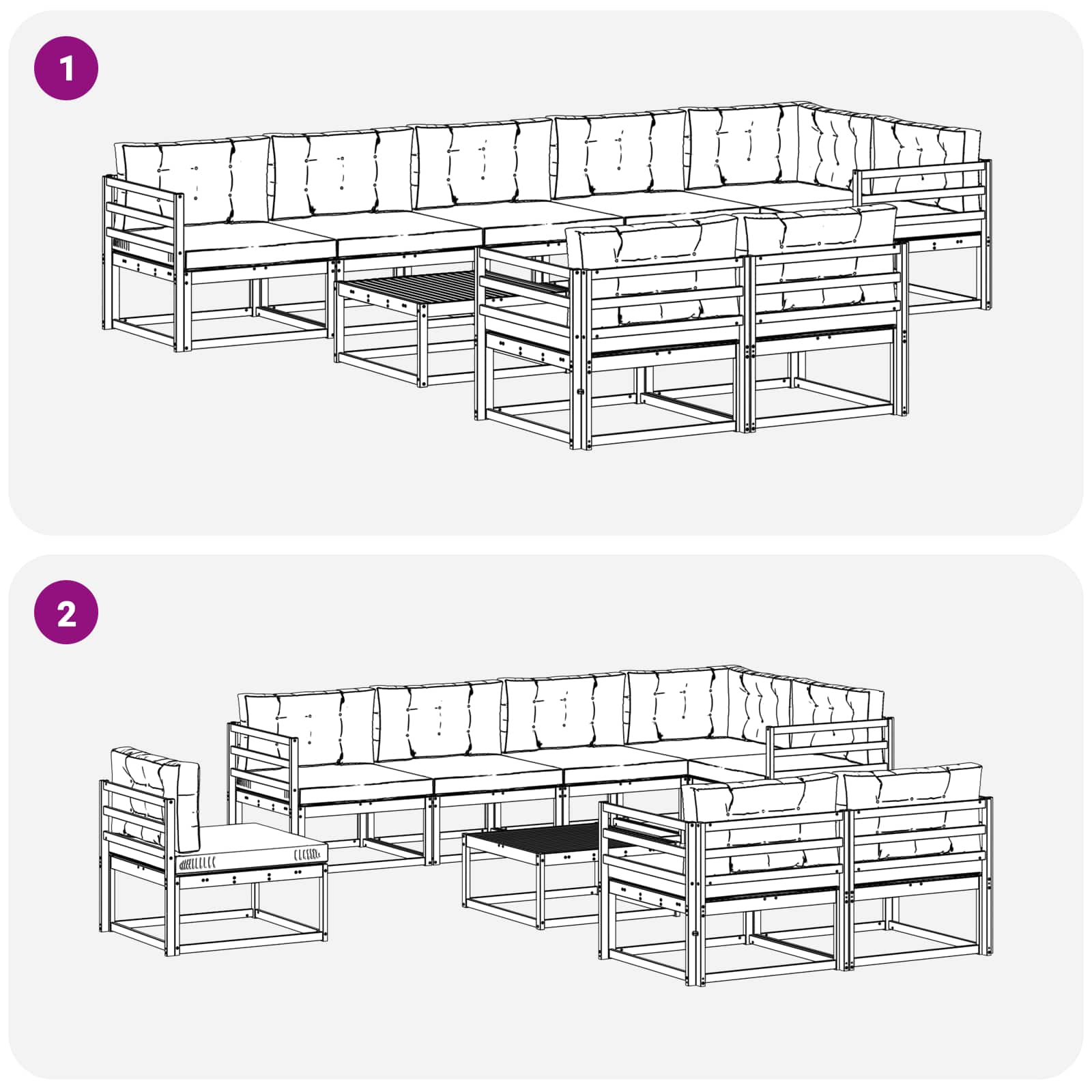 Outdoor-Sofagarnitur 9 pcs Weiß und Creme 79 x 79 x 37 cm
