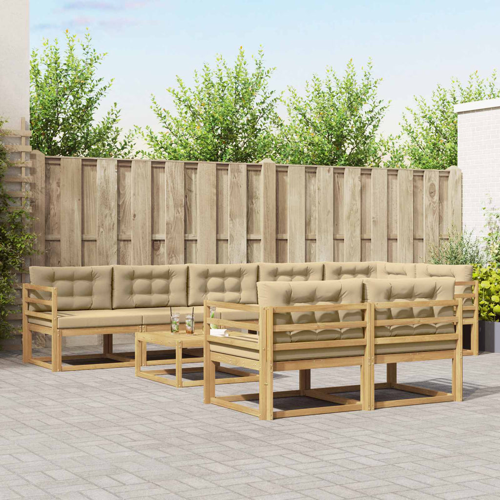 Outdoor-Sofagarnitur 9 pcs Weiß und Beige 79 x 79 x 37 cm