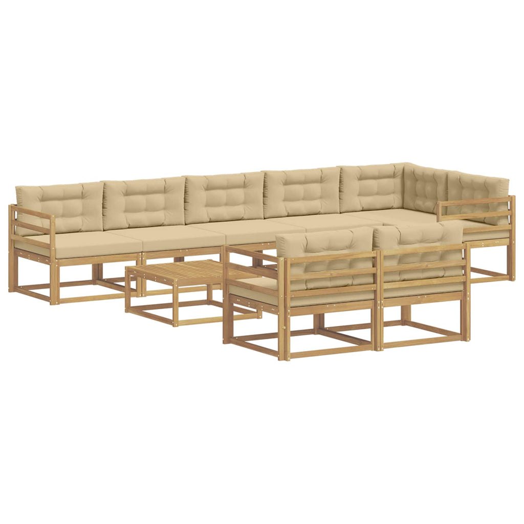 Outdoor-Sofagarnitur 9 pcs Weiß und Beige 79 x 79 x 37 cm