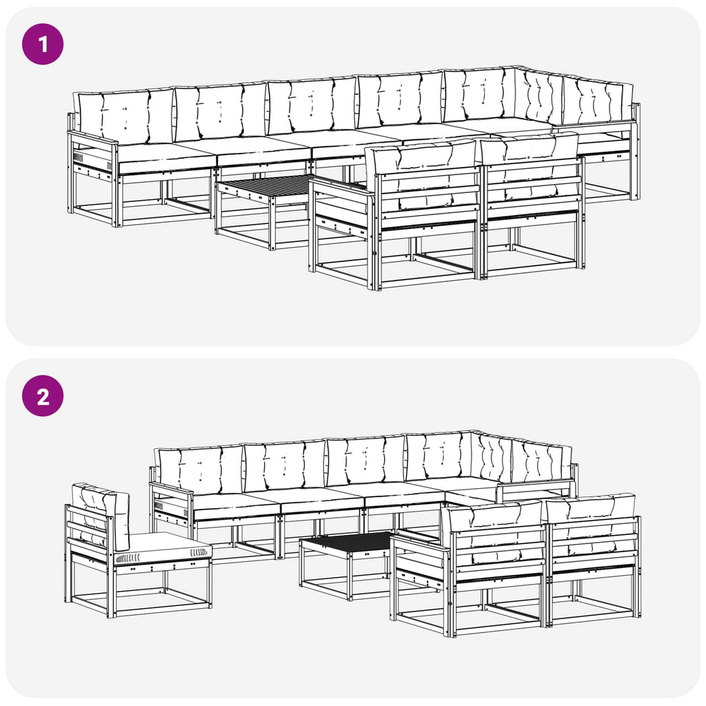 Outdoor-Sofagarnitur 9 pcs Weiß und Creme 79 x 79 x 37 cm