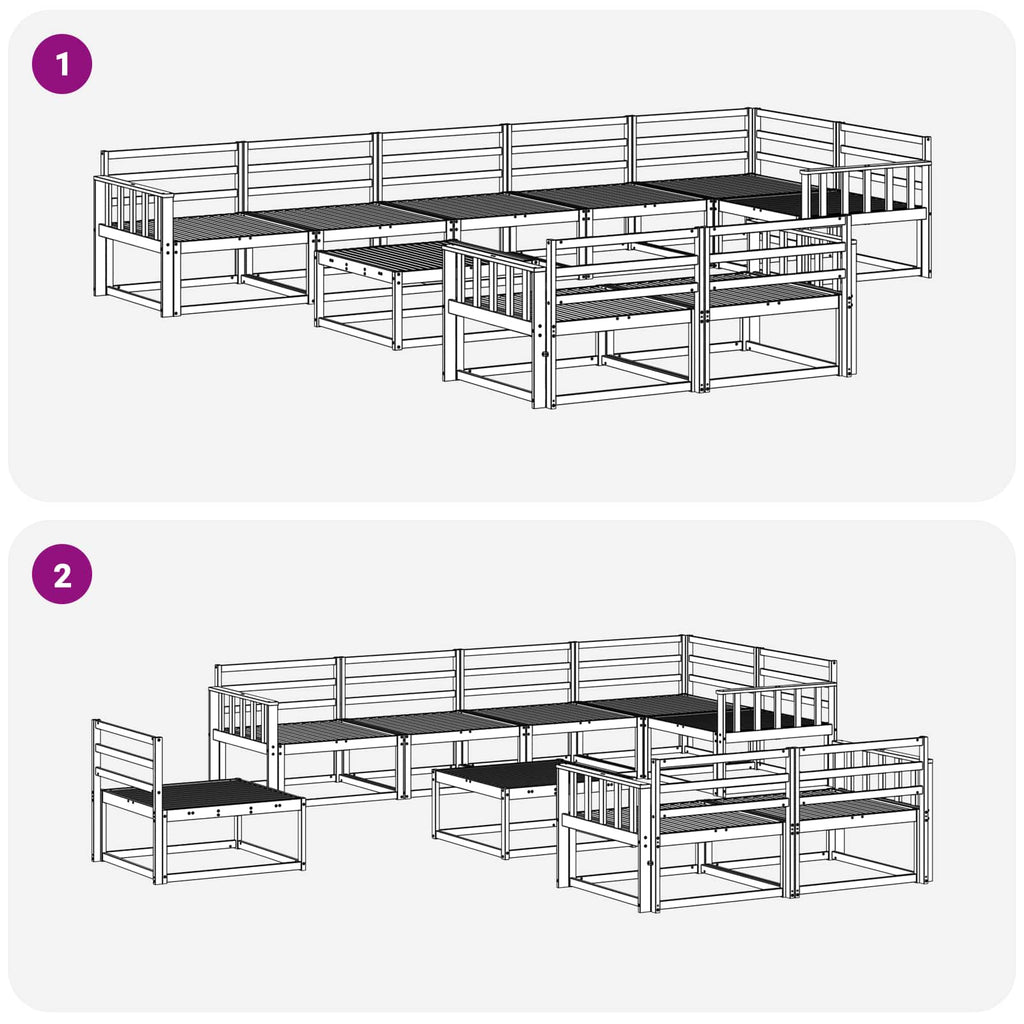 Outdoor-Sofagarnitur 9 pcs Weiß 79 x 79 x 37 cm