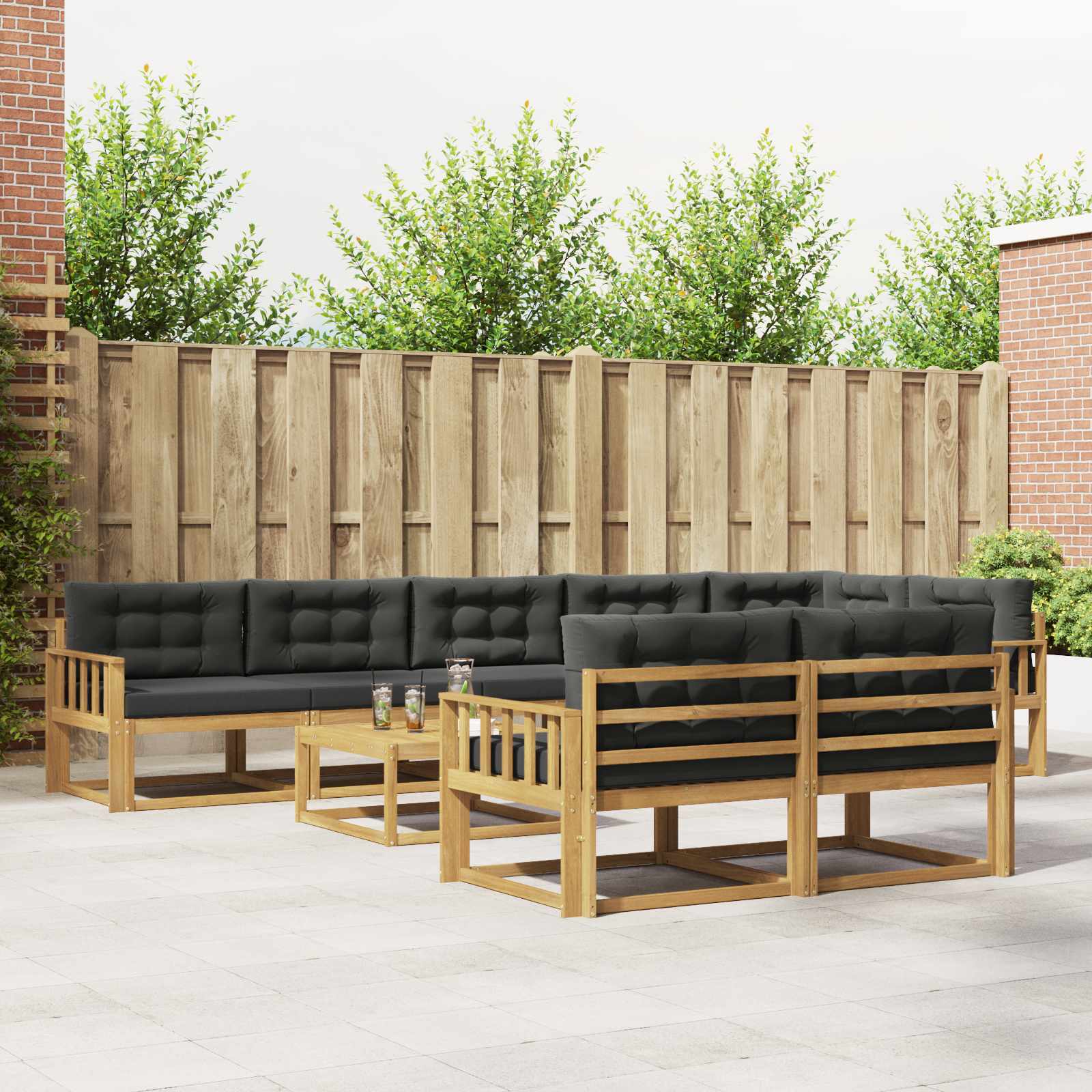 Outdoor-Sofagarnitur 9 pcs Weiß und Anthrazit 79 x 79 x 37 cm