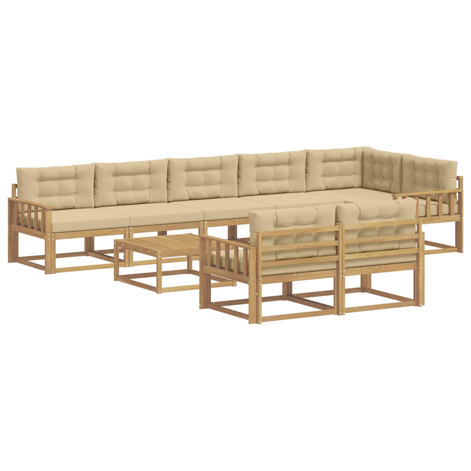Outdoor-Sofagarnitur 9 pcs Weiß und Beige 79 x 79 x 37 cm