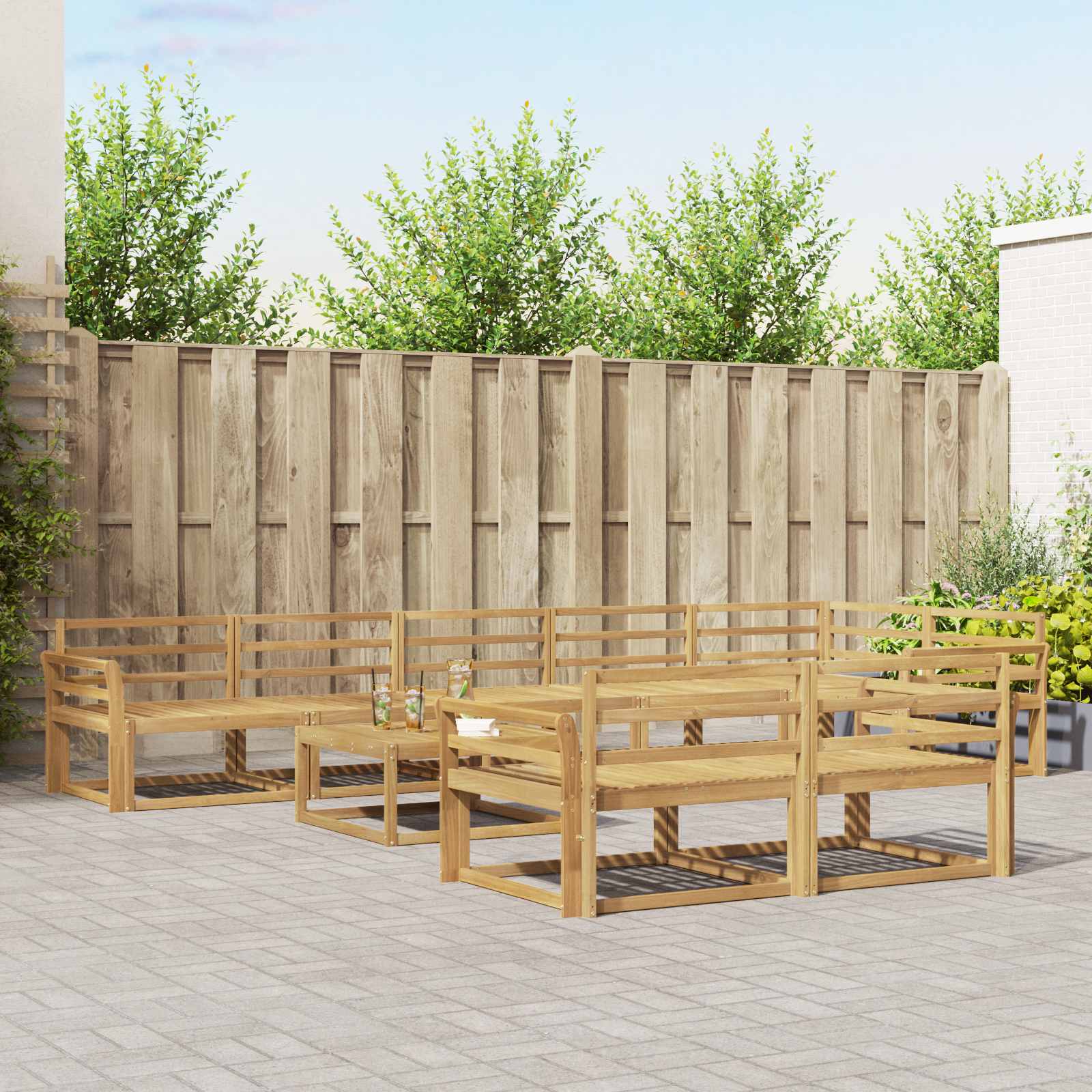 Outdoor-Sofagarnitur 9 pcs Weiß 79 x 79 x 37 cm