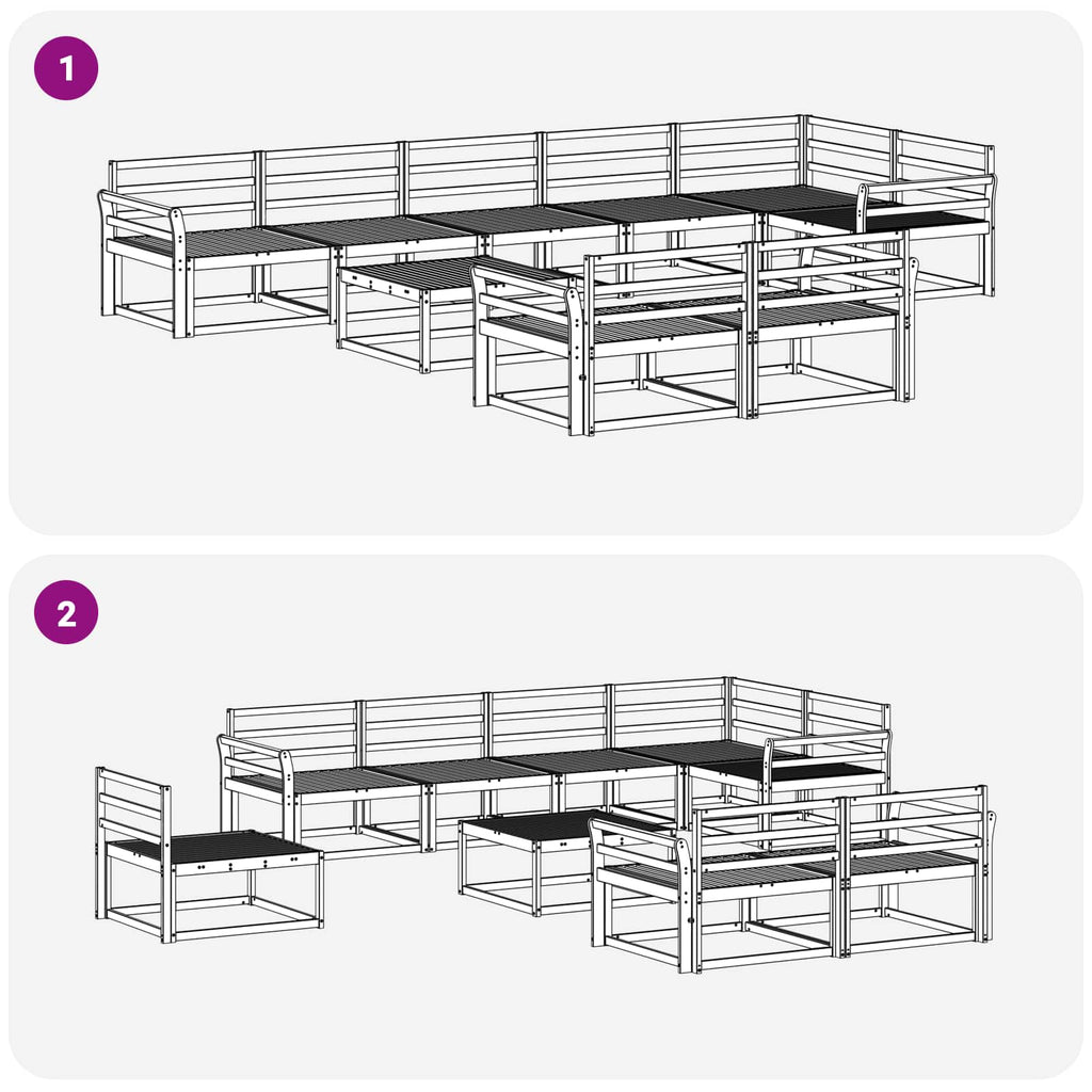 Outdoor-Sofagarnitur 9 pcs Weiß 79 x 79 x 37 cm