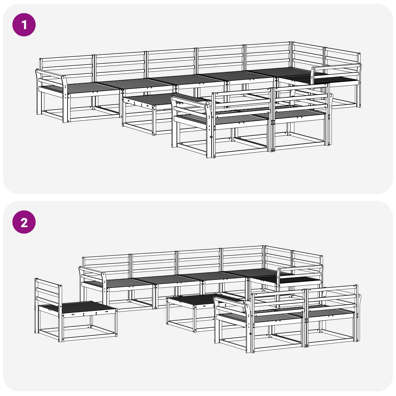 Outdoor-Sofagarnitur 9 pcs Weiß 79 x 79 x 37 cm