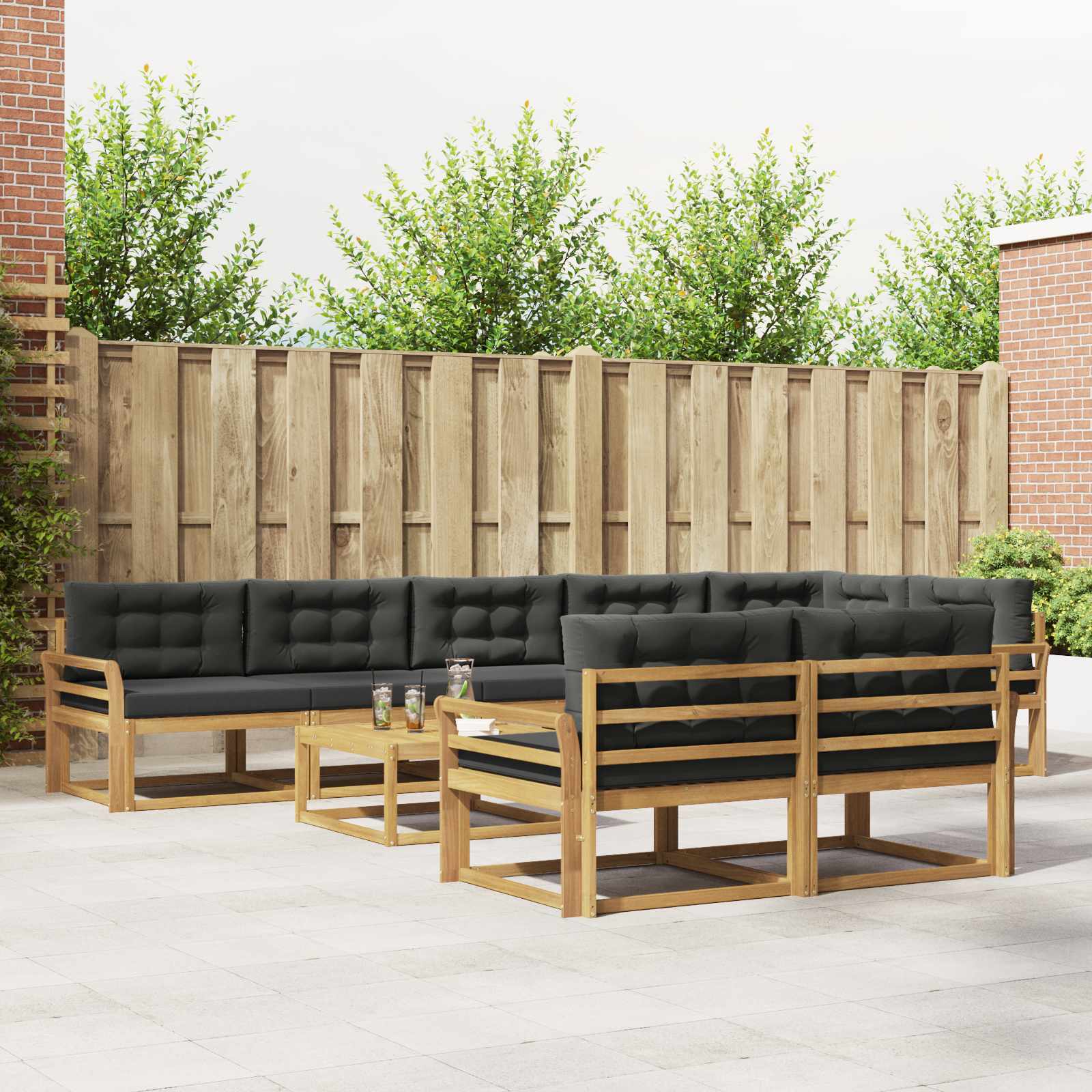Outdoor-Sofagarnitur 9 pcs Weiß und Anthrazit 79 x 79 x 37 cm