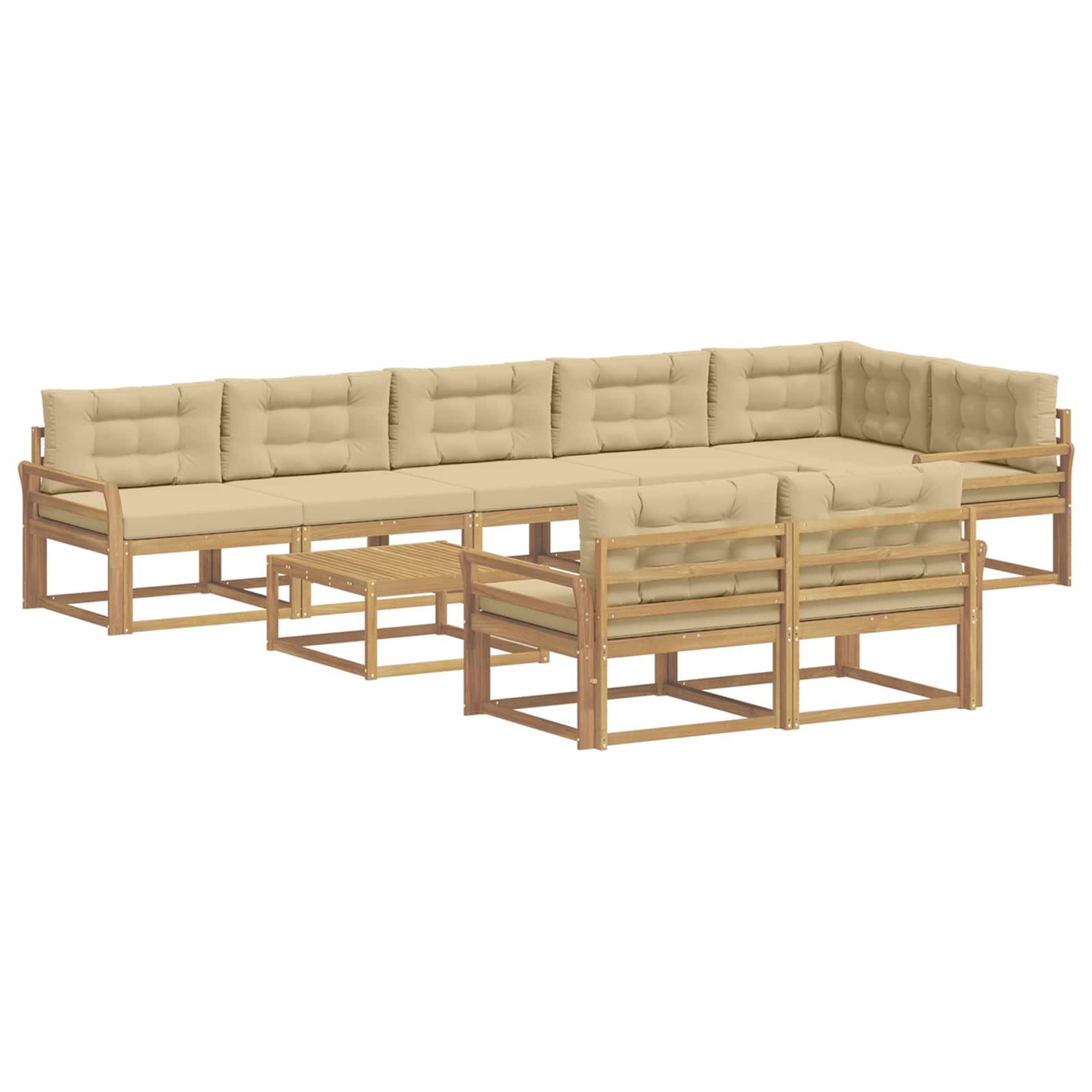Outdoor-Sofagarnitur 9 pcs Weiß und Beige 79 x 79 x 37 cm