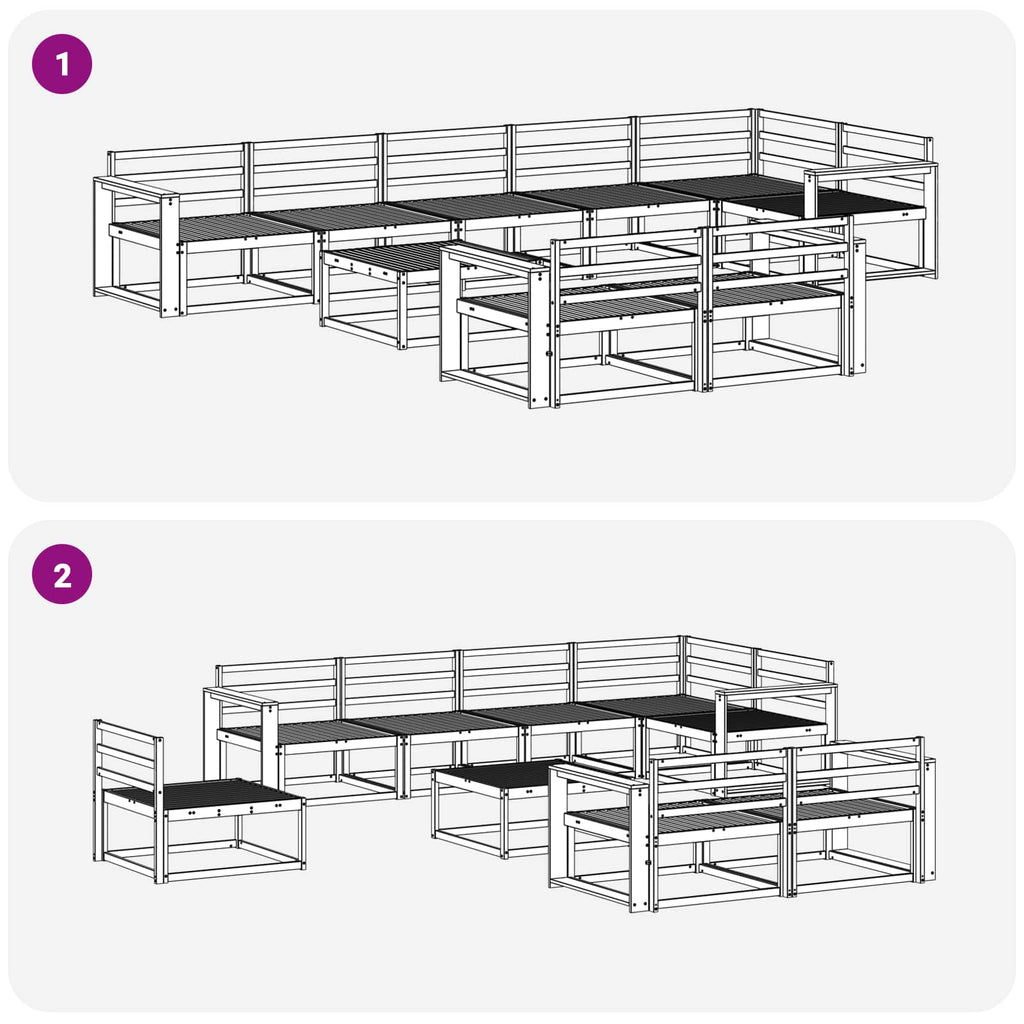 Outdoor-Sofagarnitur 9 pcs Weiß 79 x 79 x 37 cm