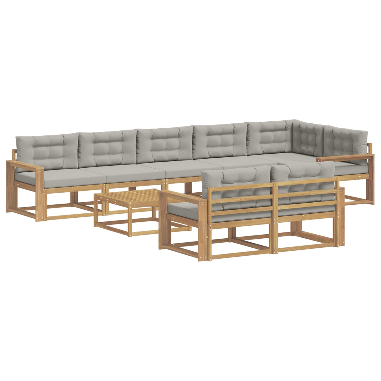 Outdoor-Sofagarnitur 9 pcs Weiß und Hellgrau 79 x 79 x 37 cm
