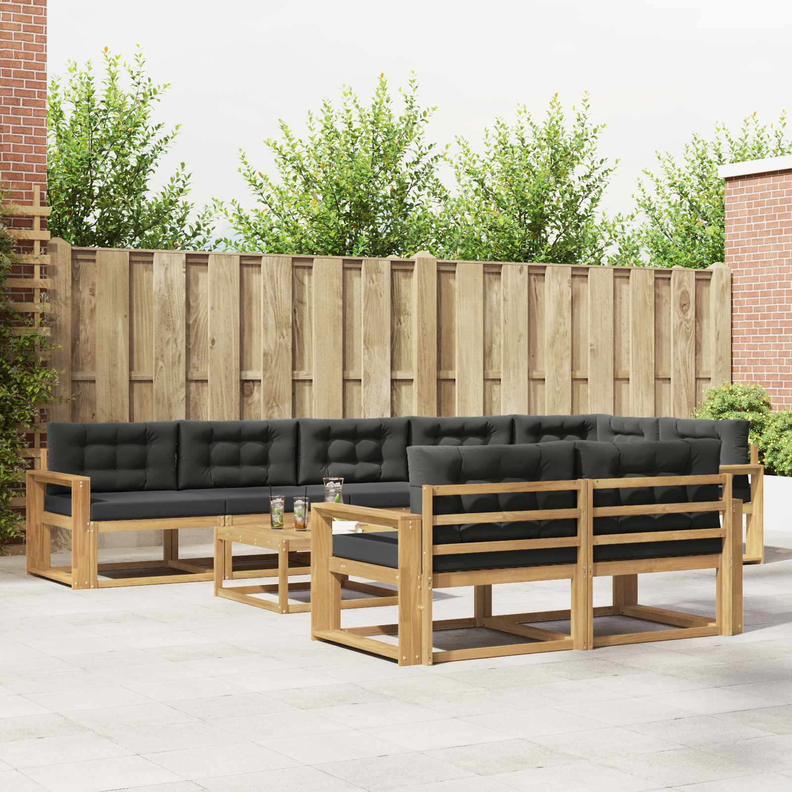 Outdoor-Sofagarnitur 9 pcs Weiß und Anthrazit 79 x 79 x 37 cm