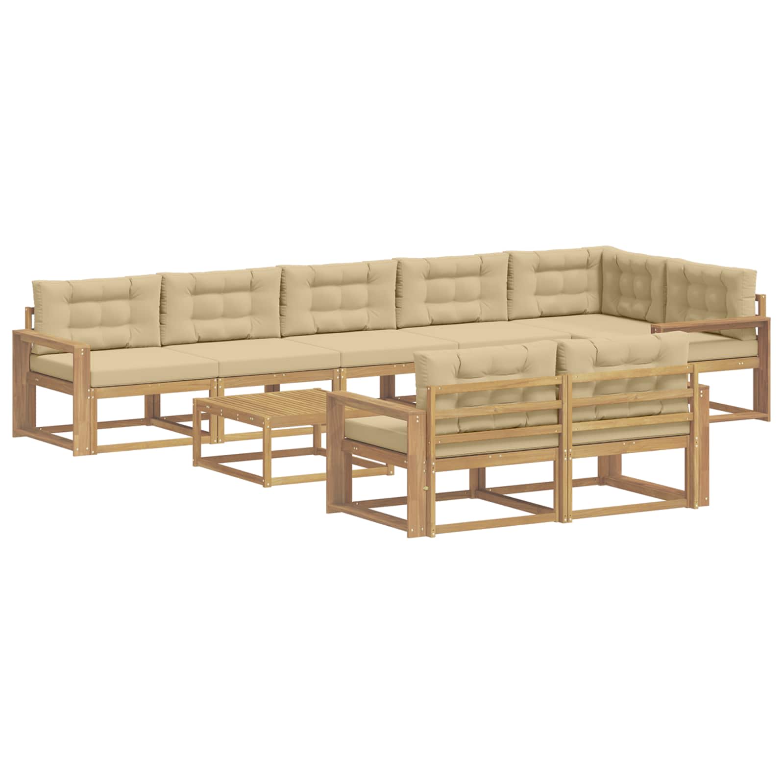 Outdoor-Sofagarnitur 9 pcs Weiß und Beige 79 x 79 x 37 cm