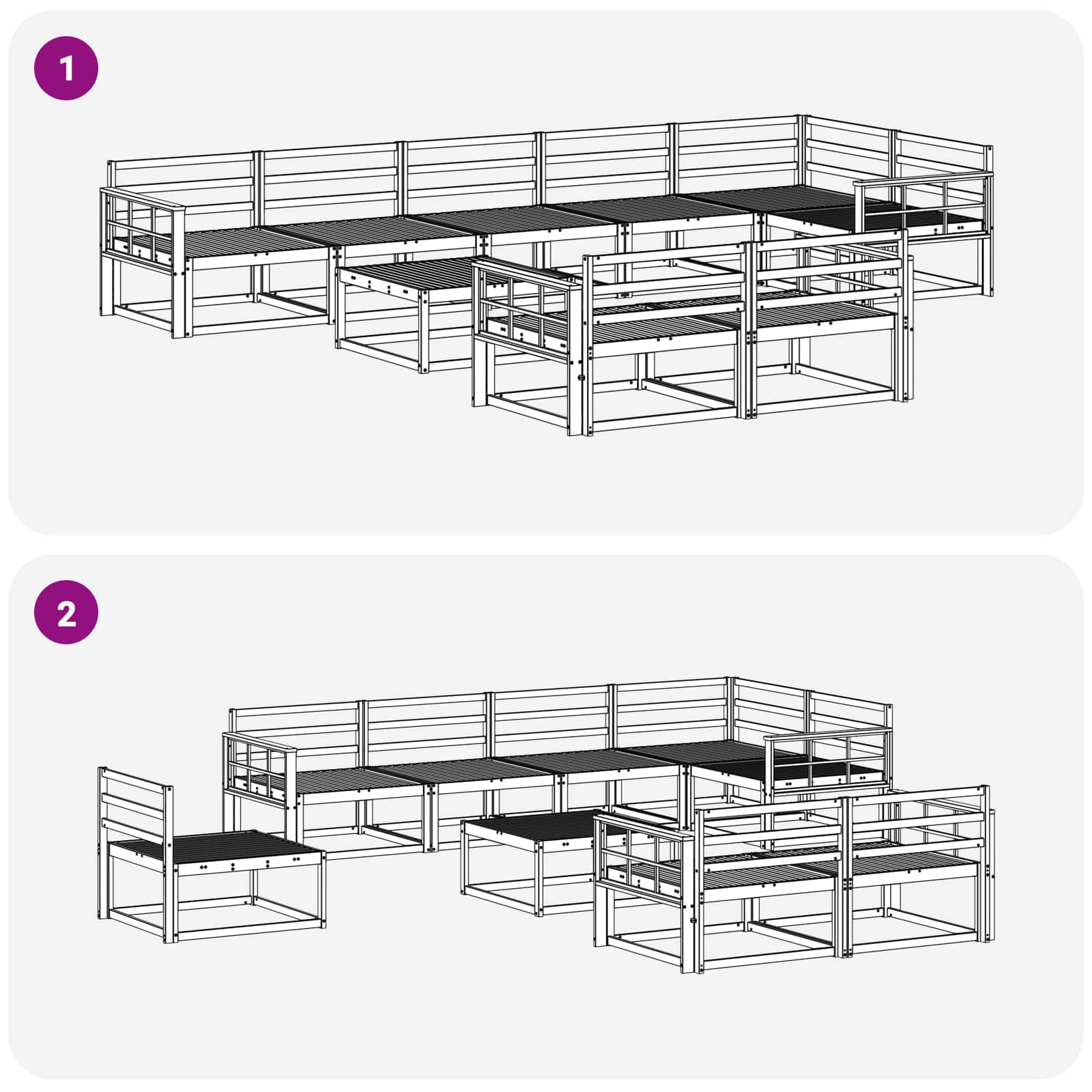 Outdoor-Sofagarnitur 9 pcs Weiß 79 x 79 x 37 cm