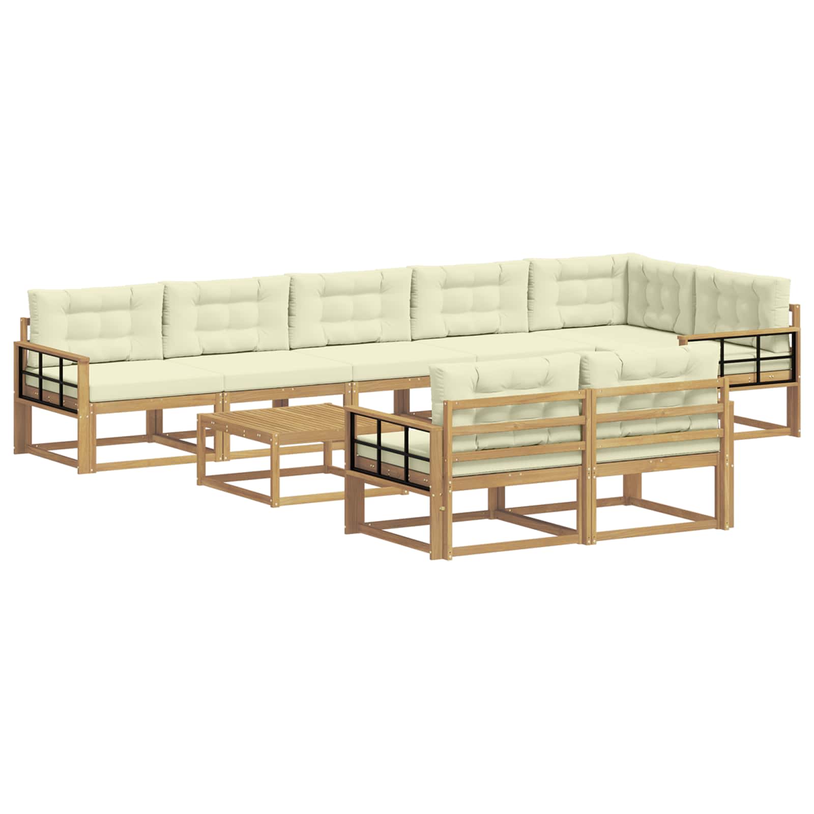 Outdoor-Sofagarnitur 9 pcs Weiß und Creme 79 x 79 x 37 cm