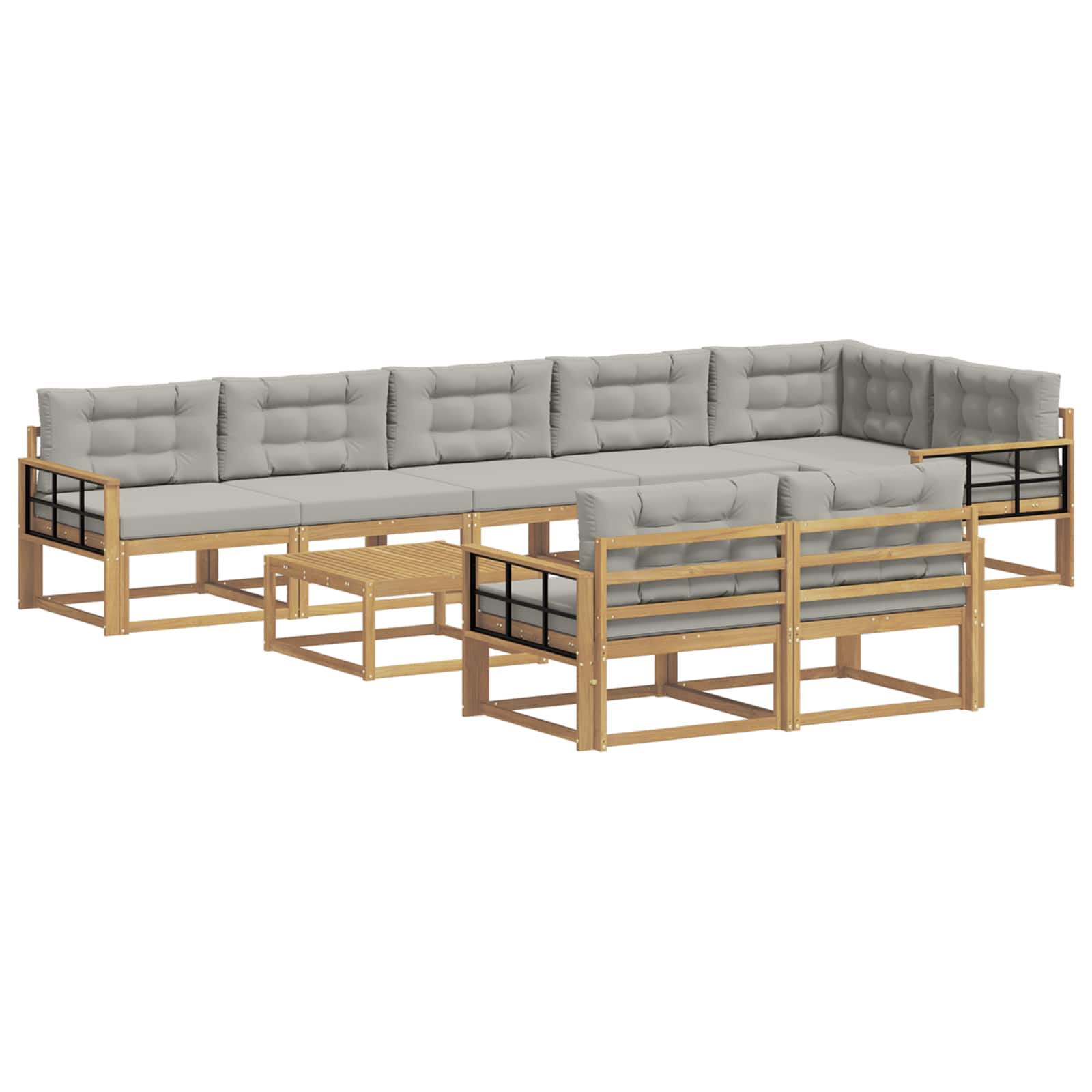 Outdoor-Sofagarnitur 9 pcs Weiß und Hellgrau 79 x 79 x 37 cm