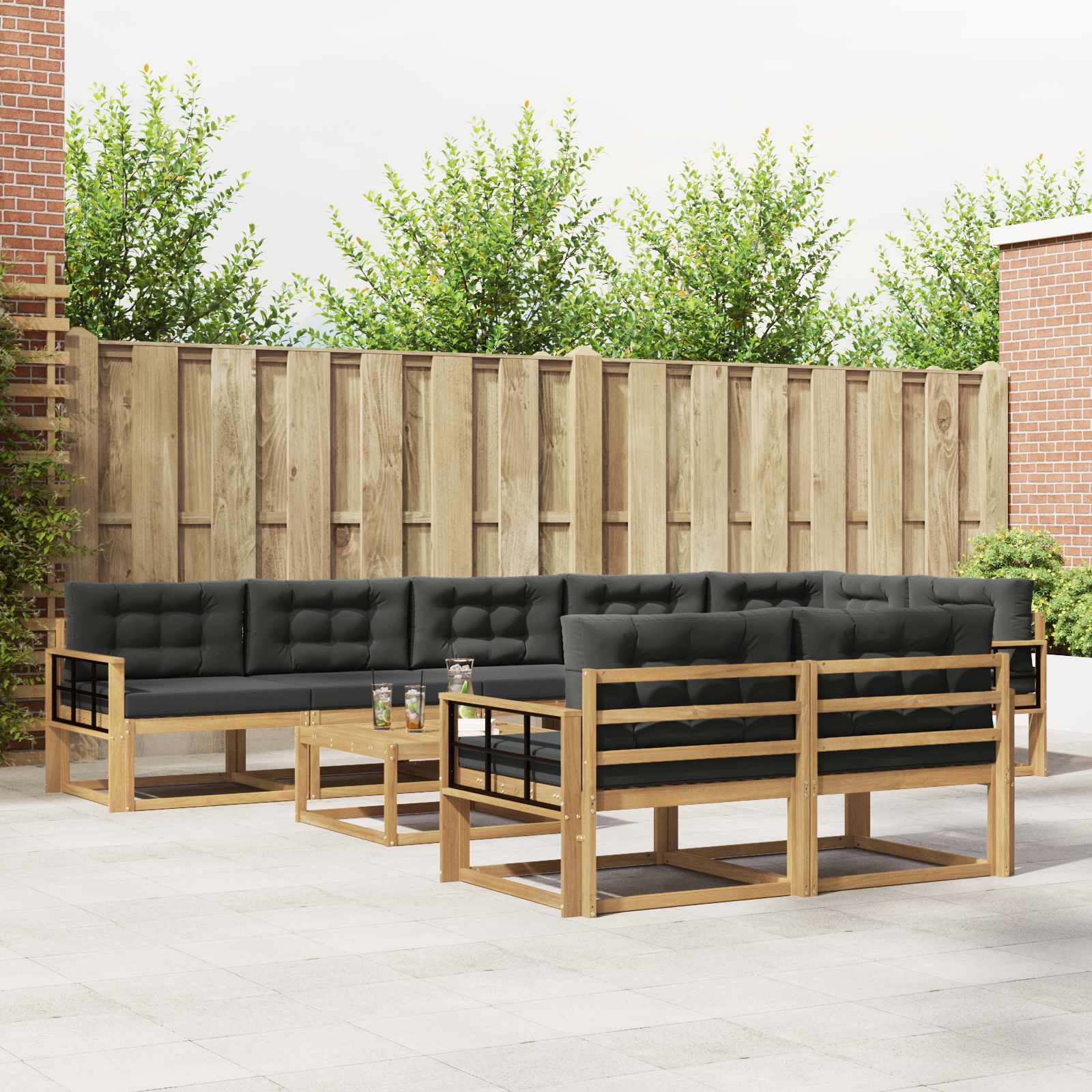 Outdoor-Sofagarnitur 9 pcs Weiß und Anthrazit 79 x 79 x 37 cm