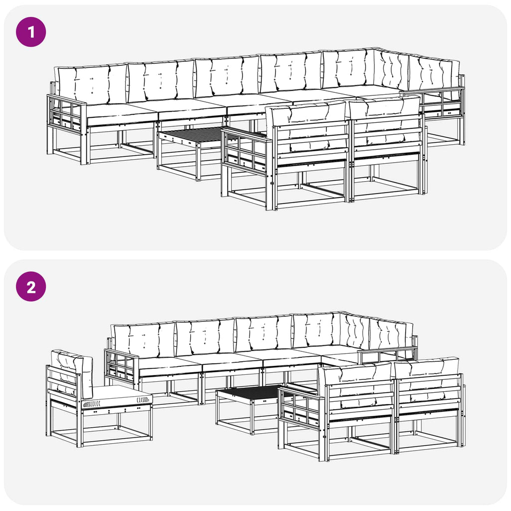 Outdoor-Sofagarnitur 9 pcs Weiß und Beige 79 x 79 x 37 cm