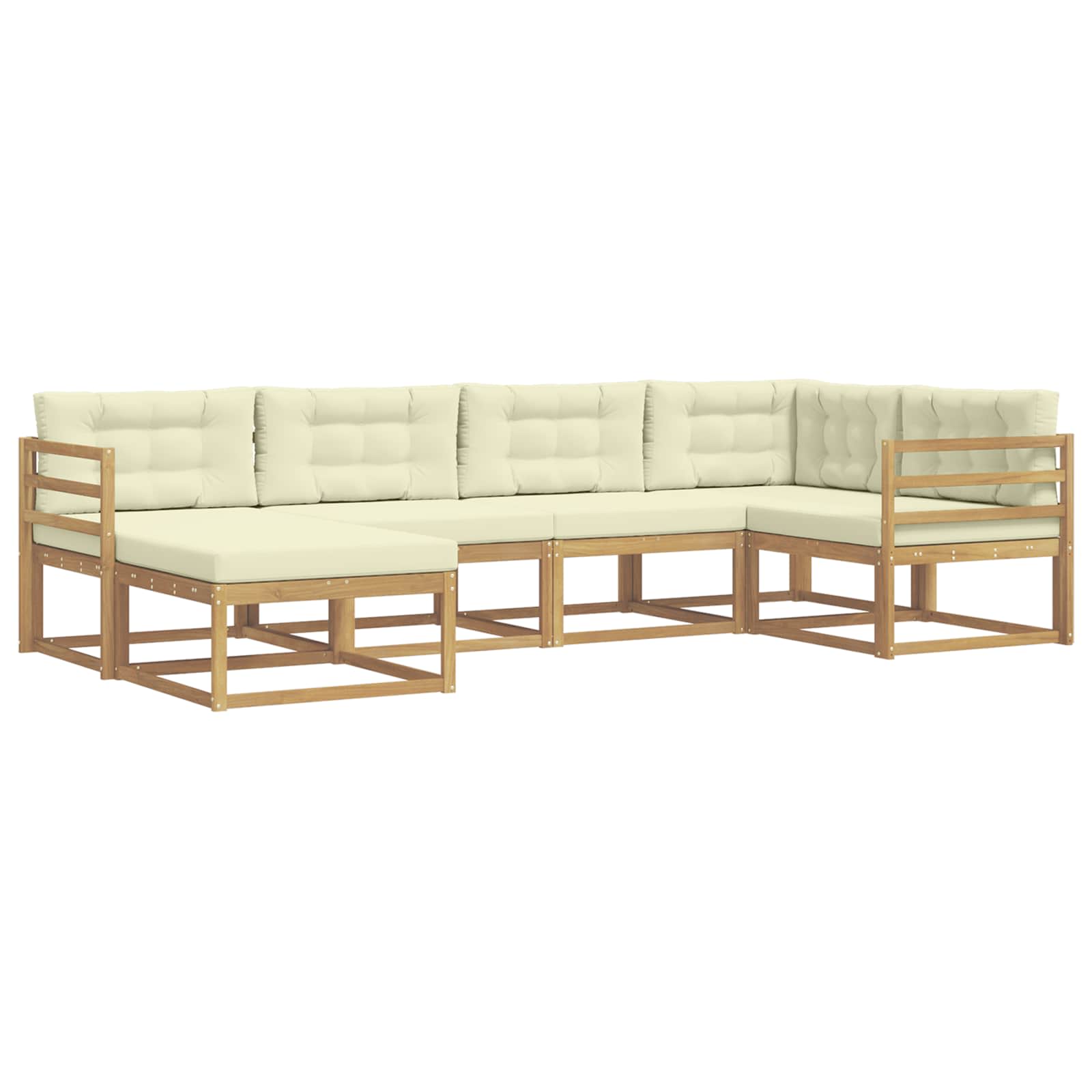 Outdoor-Sofagarnitur mit Kissen 5 pcs Weiß und Creme Polyester