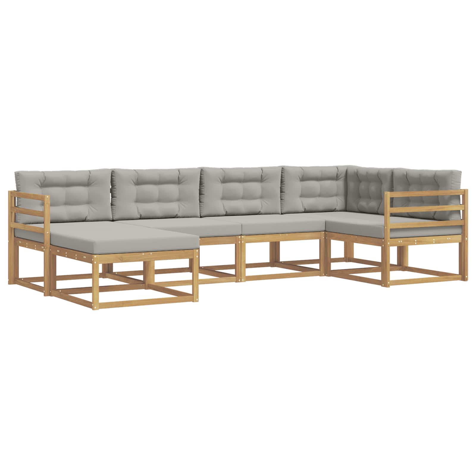 Outdoor-Sofagarnitur 5 pcs Weiß und Hellgrau Polyester