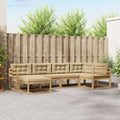 Outdoor-Sofagarnitur mit Kissen 5 pcs Weiß und Beige Polyester