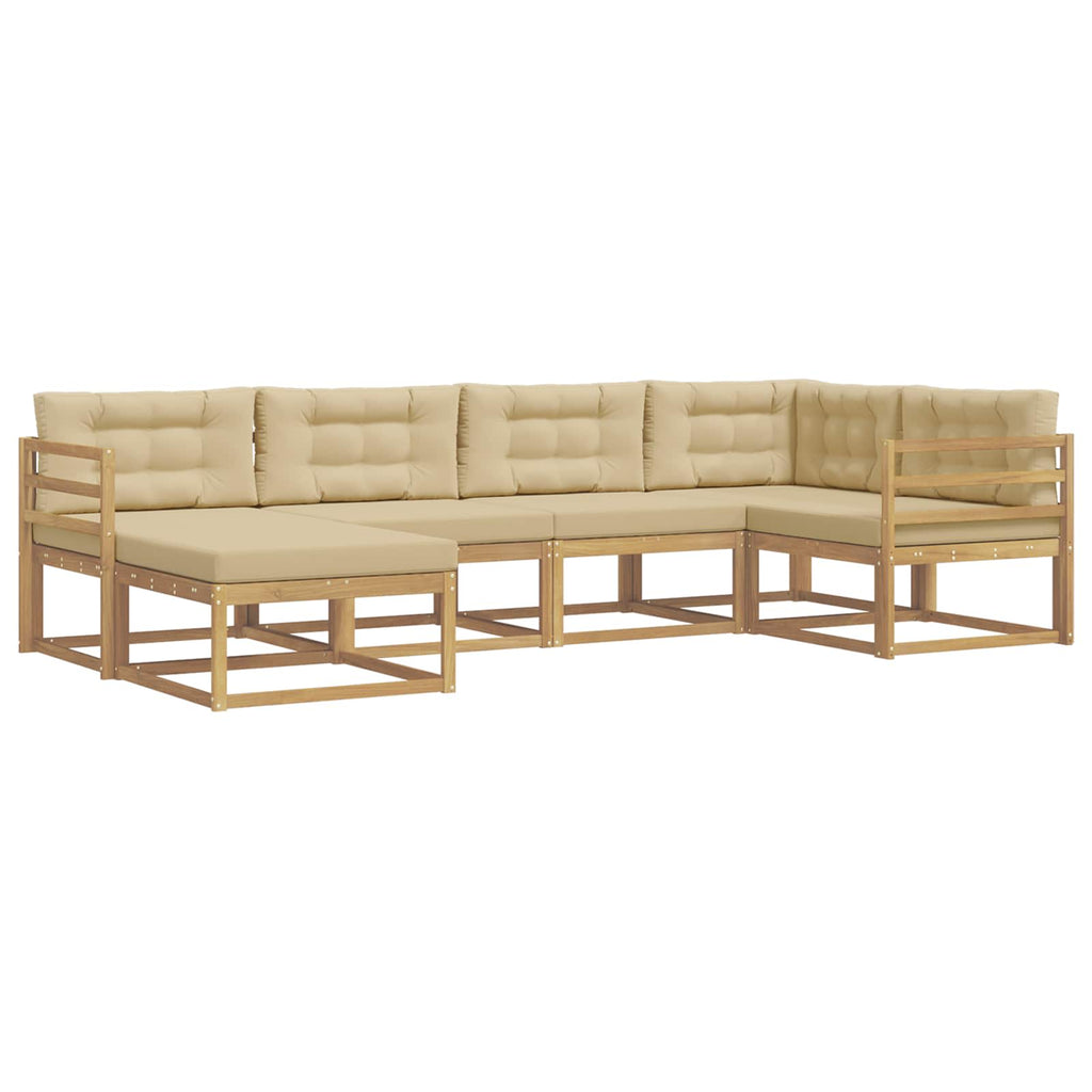 Outdoor-Sofagarnitur mit Kissen 5 pcs Weiß und Beige Polyester