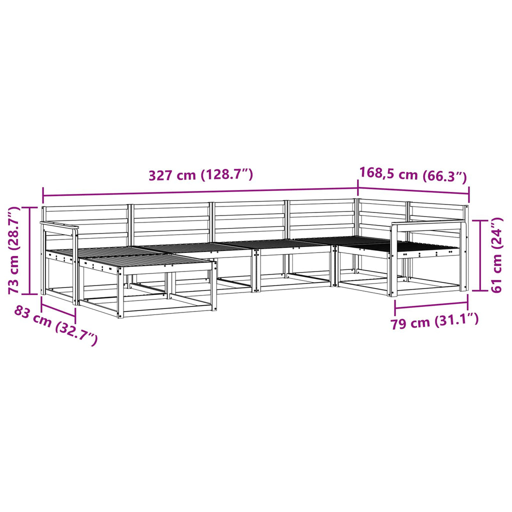 Outdoor-Sofagarnitur 6 pcs Weiß 327 x 168,5 x 73 cm