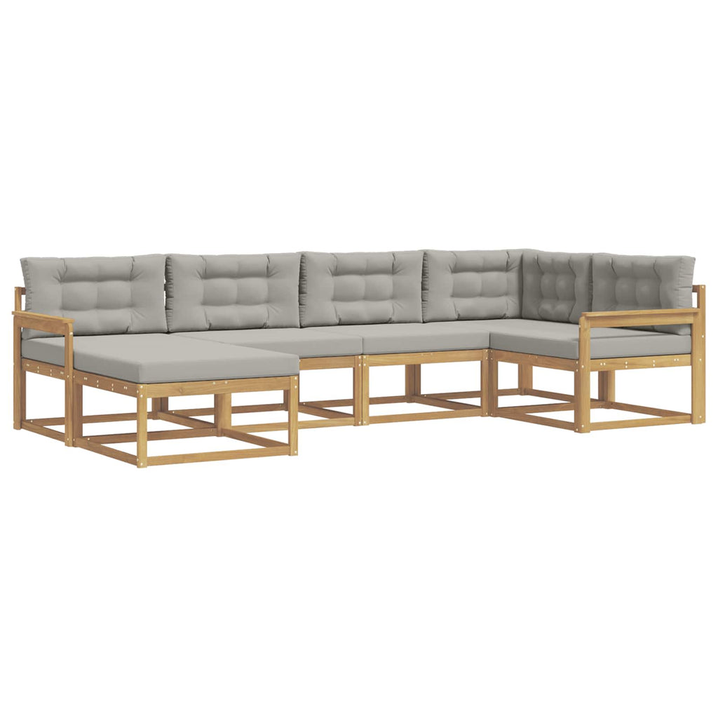 Outdoor-Sofagarnitur 5 pcs Weiß und Hellgrau Polyester