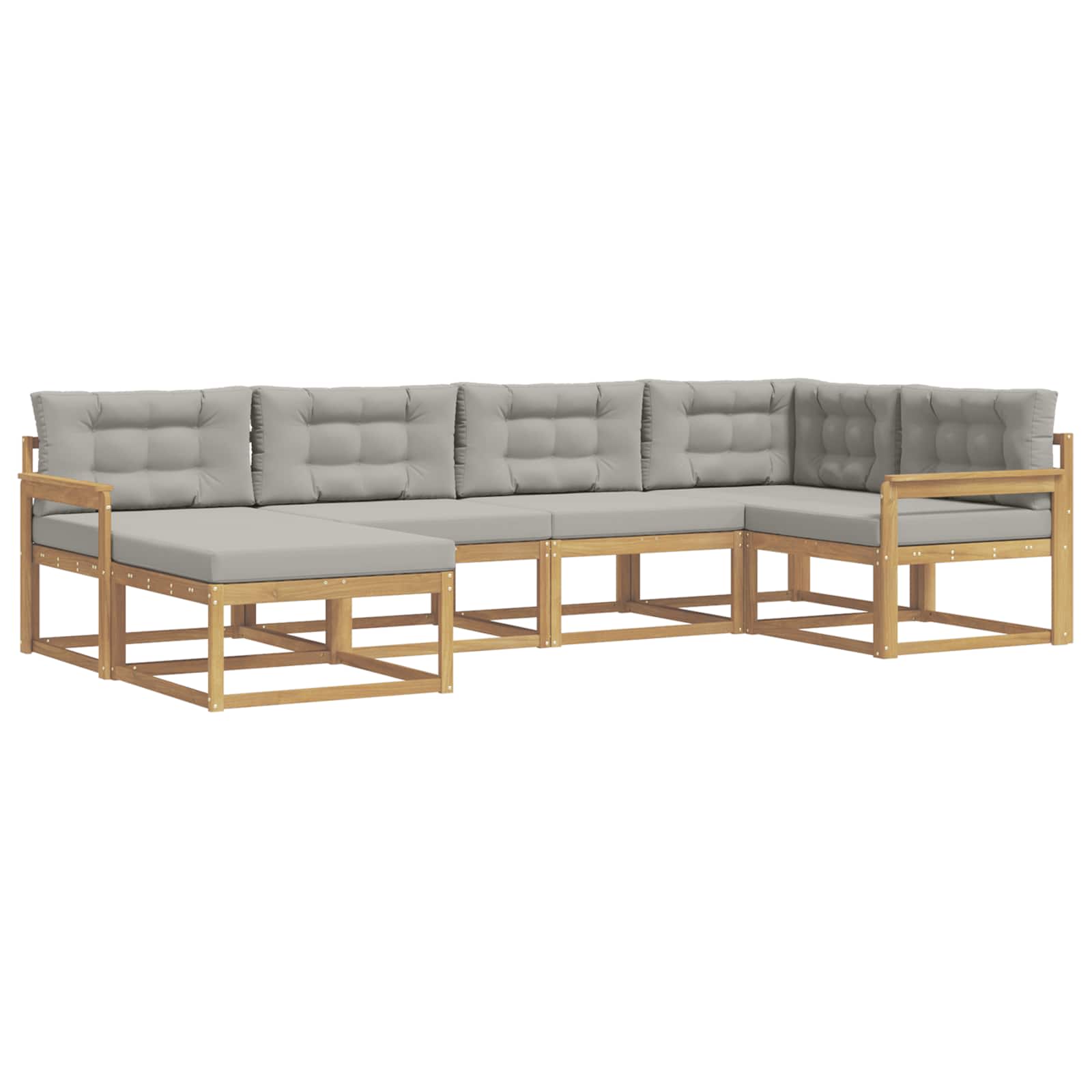 Outdoor-Sofagarnitur 5 pcs Weiß und Hellgrau Polyester
