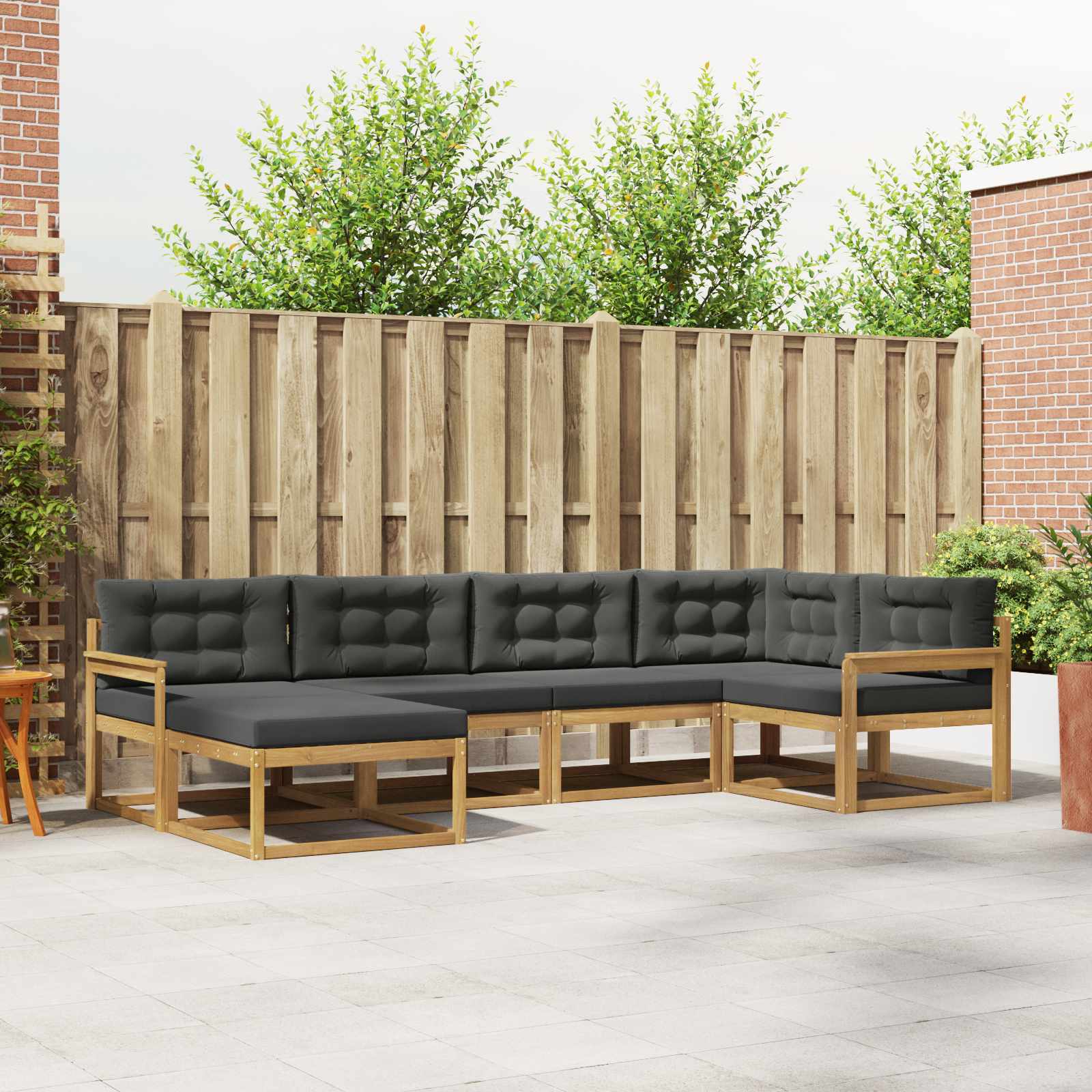 Outdoor-Sofagarnitur 5 pcs Weiß und Anthrazit Polyester