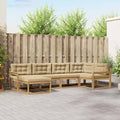 Outdoor-Sofagarnitur mit Kissen 5 pcs Weiß und Beige Polyester