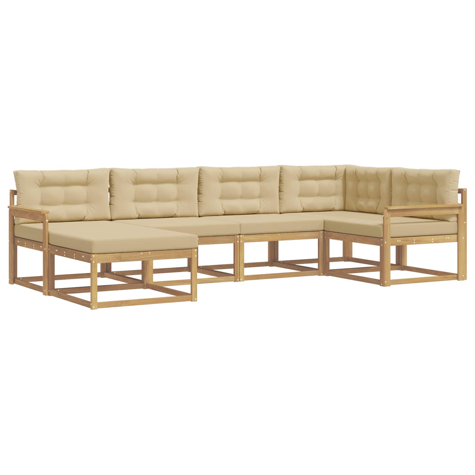 Outdoor-Sofagarnitur mit Kissen 5 pcs Weiß und Beige Polyester
