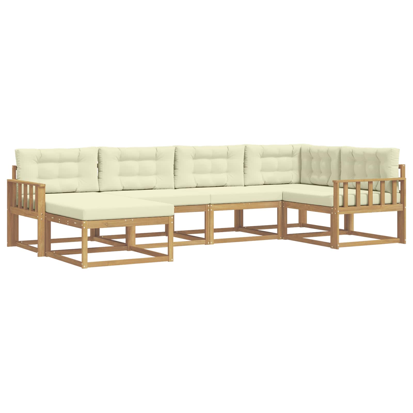 Outdoor-Sofagarnitur mit Kissen 5 pcs Weiß und Creme Polyester