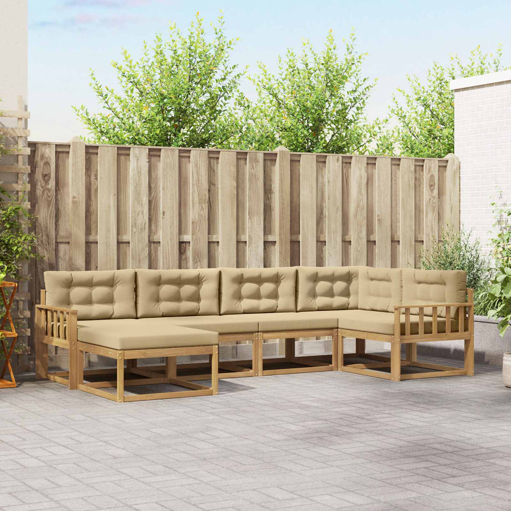 Outdoor-Sofagarnitur mit Kissen 5 pcs Weiß und Beige Polyester