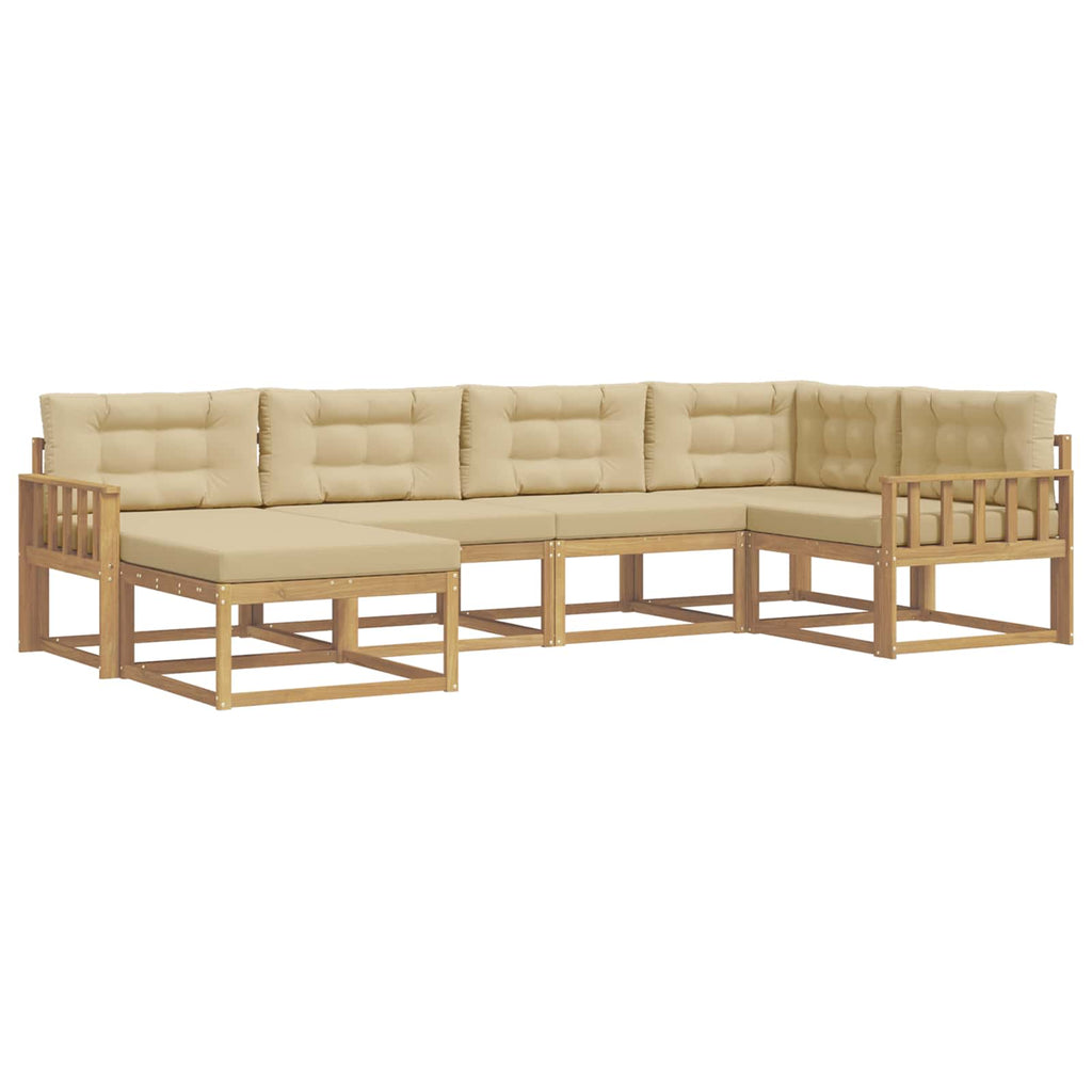 Outdoor-Sofagarnitur mit Kissen 5 pcs Weiß und Beige Polyester
