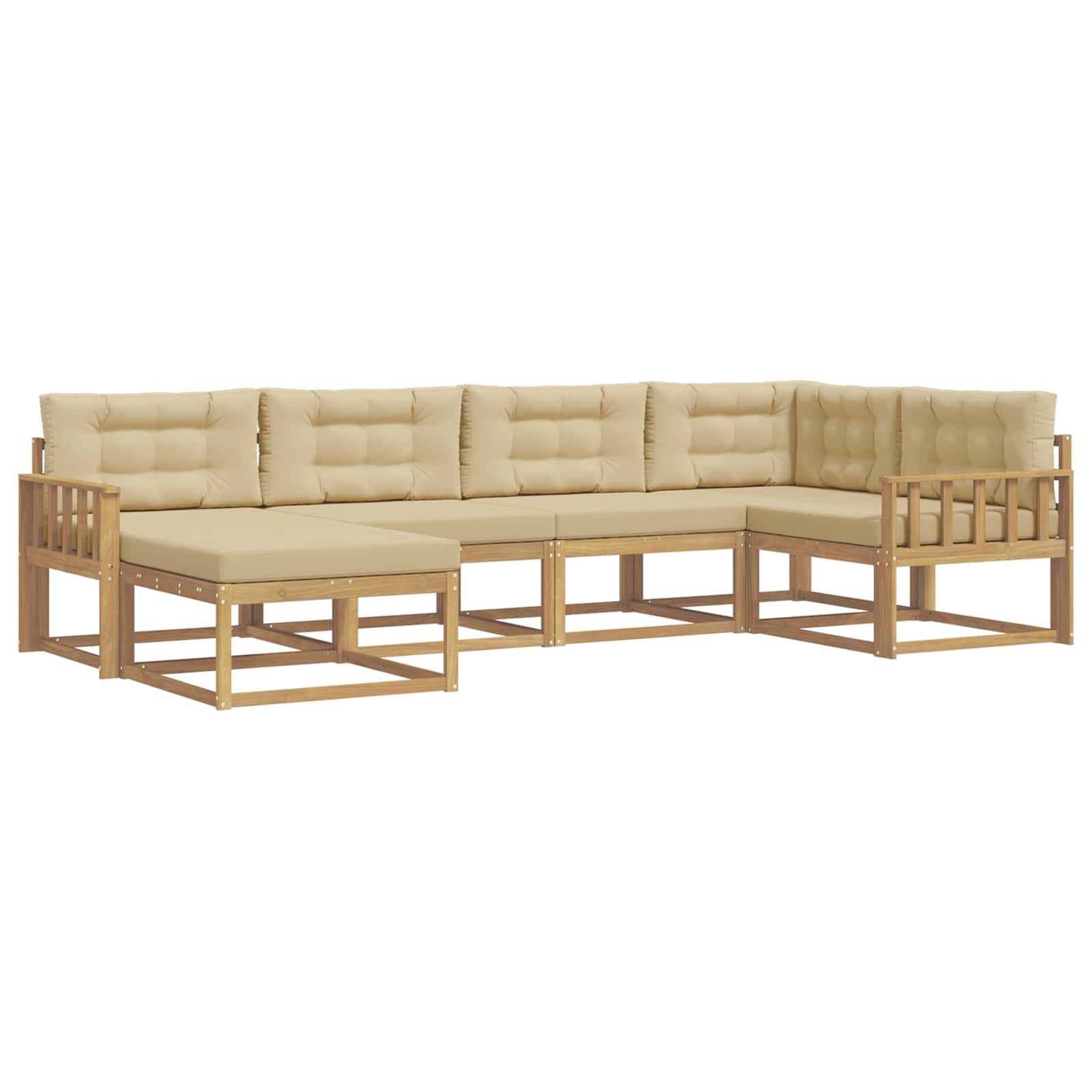 Outdoor-Sofagarnitur mit Kissen 5 pcs Weiß und Beige Polyester