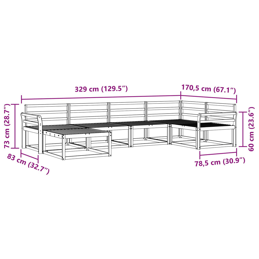 Outdoor-Sofagarnitur 6 pcs Weiß 329 x 170,5 x 73 cm