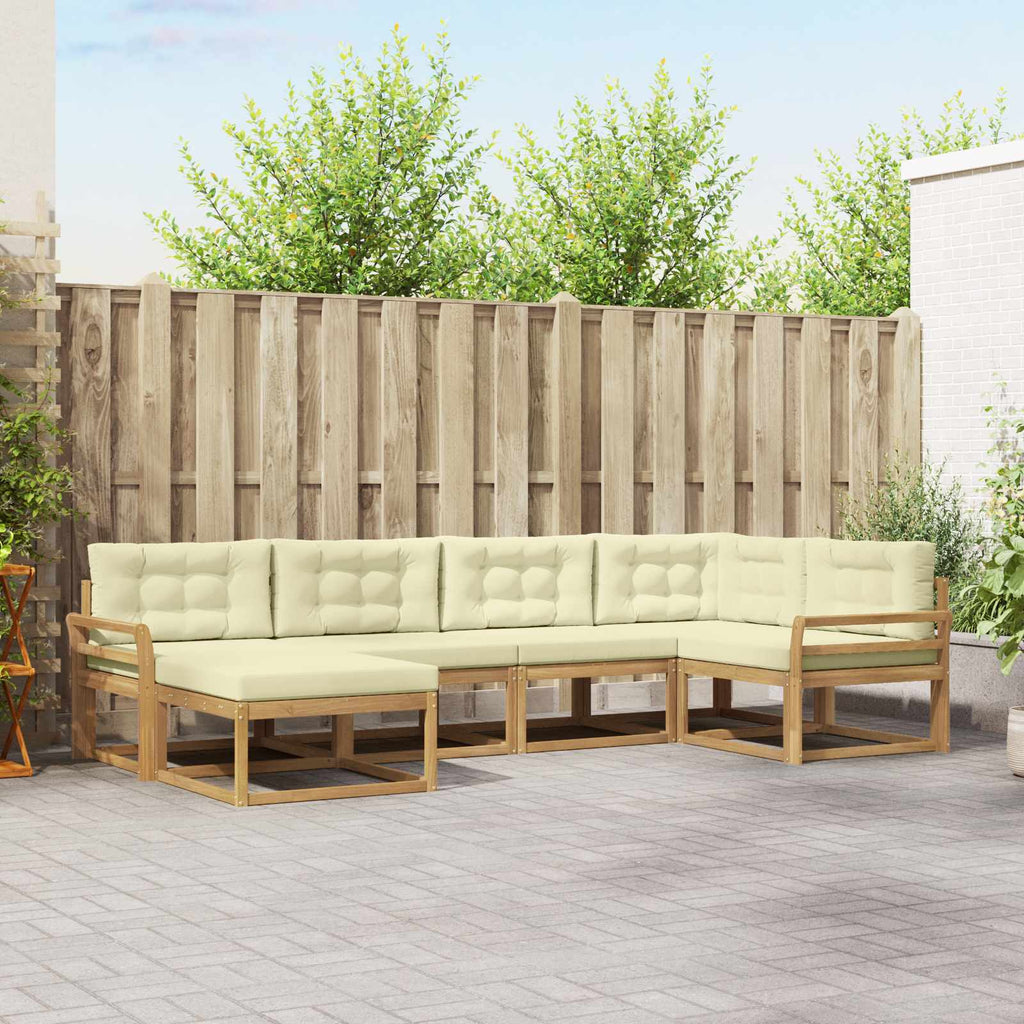 Outdoor-Sofagarnitur mit Kissen 5 pcs Weiß und Creme Polyester
