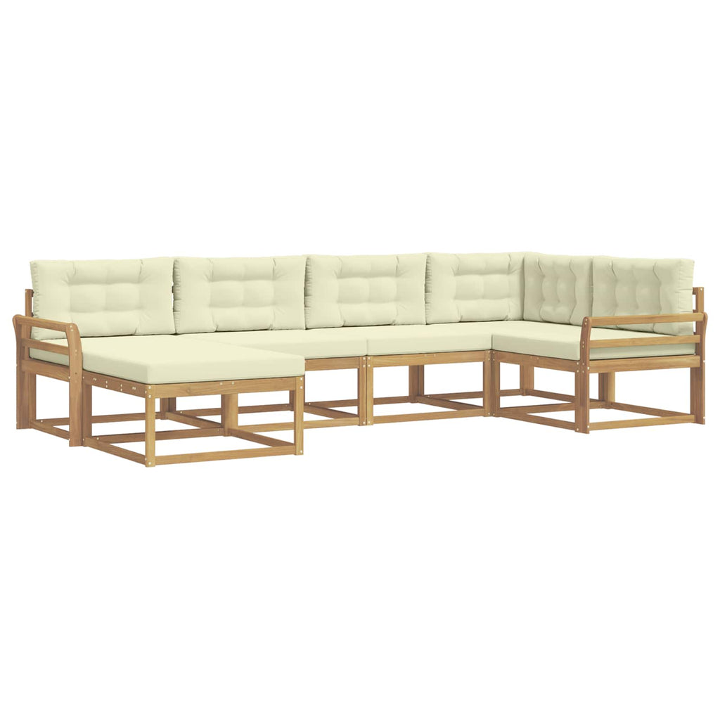 Outdoor-Sofagarnitur mit Kissen 5 pcs Weiß und Creme Polyester